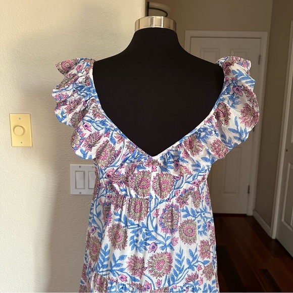 J. Crew Tiered in floral vine block print White Midi Dress Size M - Picture 8 of 12